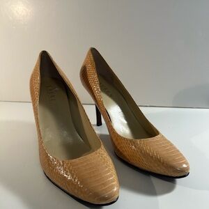 Lauren Ralph Lauren Snakeskin Tan Heels Vintage